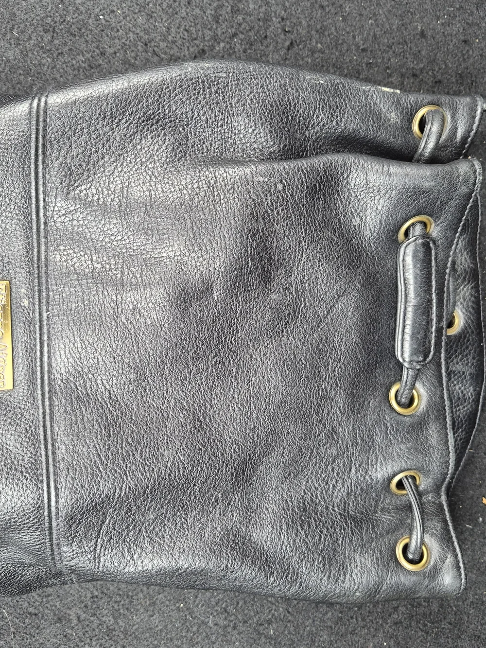 Etienne Aigner Black Leather Hobo Bag with Gold Hardware